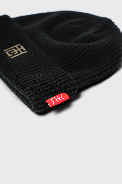 Emblem Ribbed Fisherman Beanie