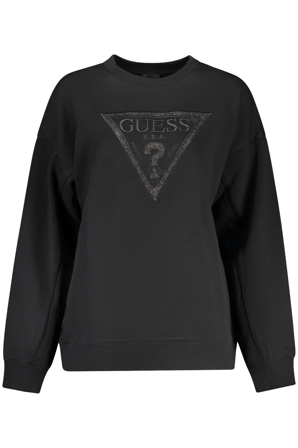 GUESS JEANS WOMEN'S BLACK ZIP-UP SWEATSHIRT