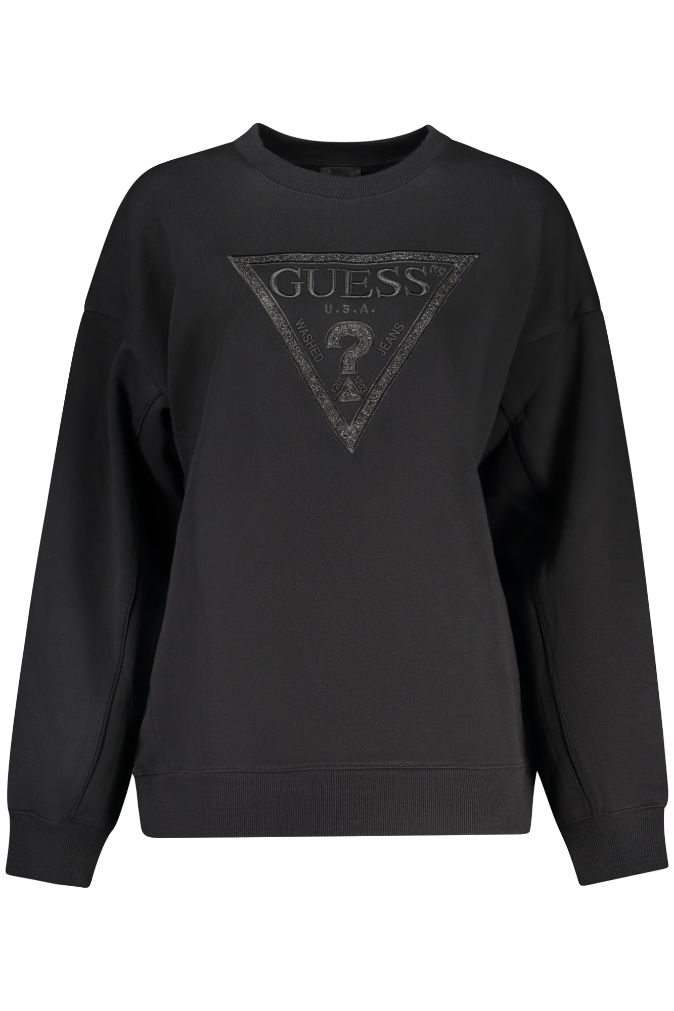 GUESS JEANS WOMEN'S BLACK ZIP-UP SWEATSHIRT